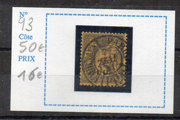 Yvert N° 93 - 35 C. Violet Noir - Obltéré - Cachet à Date Imprimé - 1876-1898 Sage (Type II)