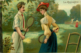 Tennis * Cpa Illustrateur * La Rencontre * Sport De Raquette * Jeu Sport - Tennis