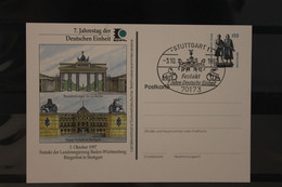 Deutschland 1997,  Ganzsache 7. Jahrestag Deutsche Einheit, Wertstempel Sehenswürdigkeiten, Gebraucht - Cartoline Private - Usati