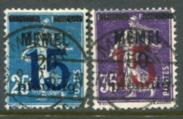 MEMEL 1921 Surcharges 15 On Previous Issues. Used. Michel 47-48 - Klaipeda 1923