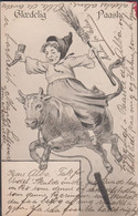 1906. NORGE. 5 øre Posthorn On Post Card (Glædelig Paaske). To Karlsstad, Sverige Cancelled KR... (Michel 55) - JF428078 - Cartas & Documentos