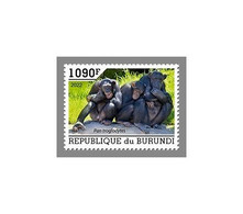 BURUNDI 2022 MNH Chimpanzees Schimpansen Chimpanzes 1v - IMPERFORATED - DHQ2205 - Chimpancés