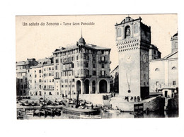 15566" UN SALUTO DA SAVONA-TORRE LEON PANCALDO " ANIMATA-VERA FOTO-CART. POST. SPED. - Greetings From...