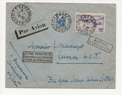 AIR FRANCE AOF COTONOU 1935 Lettre Transportée EXCEPTIONNELLEMENT PAR AVION PROPAGANDE Affranchissement PA 7 BLERIOT - Aerei