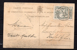 84 Op Postkaart BRUXELLES Gestempeld BRUSSEL TENTOONSTELLING A - BRUXELLES EXPOSITION A - 1894-1896 Esposizioni