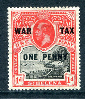 Saint Helena 1916 War Tax Stamp - 1d On 1d Black & Scarlet HM (SG 87) - St. Helena