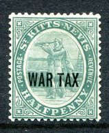 St Kitts & Nevis 1916 War Tax Stamp - ½d Dull Blue-green HM (SG 22) - St.Cristopher-Nevis & Anguilla (...-1980)