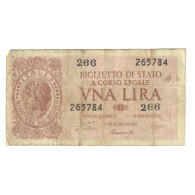 Billet, Italie, 1 Lira, 1944, 1944-11-23, KM:29a, B+ - Regno D'Italia – 1 Lire