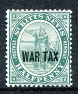 St Kitts & Nevis 1916 War Tax Stamp - ½d Dull Blue-green HM (SG 22) - San Cristóbal Y Nieves - Anguilla (...-1980)