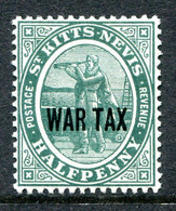 St Kitts & Nevis 1916 War Tax Stamp - ½d Deep Green HM (SG 22a) - St.Christopher, Nevis En Anguilla (...-1980)