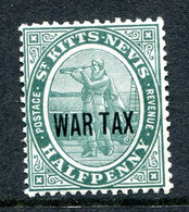 St Kitts & Nevis 1916 War Tax Stamp - ½d Deep Green HM (SG 22a) - St.Christopher-Nevis-Anguilla (...-1980)