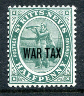 St Kitts & Nevis 1916 War Tax Stamp - ½d Deep Green HM (SG 22a) - St.Christopher, Nevis En Anguilla (...-1980)