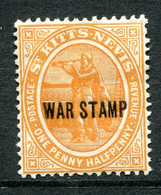 St Kitts & Nevis 1918 War Tax Stamp - 1½d Orange HM (SG 23) - San Cristóbal Y Nieves - Anguilla (...-1980)