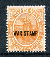 St Kitts & Nevis 1918 War Tax Stamp - 1½d Orange HM (SG 23) - St.Christopher, Nevis En Anguilla (...-1980)