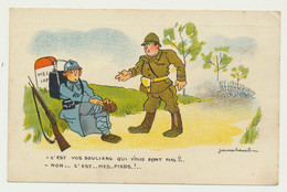 Carte Fantaisie Militaire - C'est Vos Souliers.... - Illustrateur Signé Jean CHEVAL - Cheval