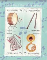 2001 Philippines Brass Band Musical Instruments Clarinet Souvenir Sheet MNH - Filipinas