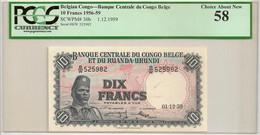 BELGIAN CONGO. 10 Francs 1.12.1959. Pick 30b. - Banque Du Congo Belge