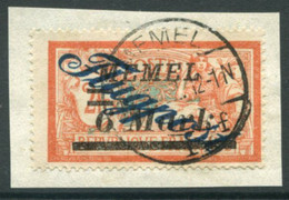 MEMEL 1922 Airmail Overprint 6 Mk. On France 2 Fr. Used On Piece.  Michel 82 - Memelgebiet 1923