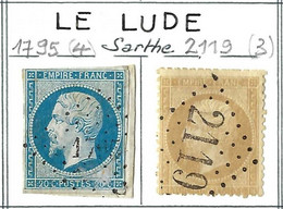 FRANCE Classique,  Obl. PC Et GC Des Villes Sur TP Isolés:  LE LUDE (Sarthe), PC 1795 (4) Et GC 2119 (3) - Sin Clasificación