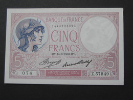 5 Francs - Cinq Francs Violet  14=9=1933   -- ETAT NEUF !!!!   **** EN ACHAT IMMEDIAT **** - 5 F 1917-1940 ''Violet''