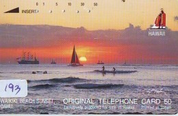 Télécarte HAWAII Sur JAPON - HAWAII Related (193)   Telefonkarte Phonecard Japan - - Paisajes