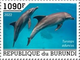 Burundi 2022, Animals, Dolphins II, 1val - Ongebruikt