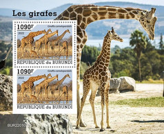 Burundi 2022, Animals, Giraffes II, Block - Unused Stamps