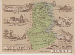 TUNISIE. Carte Geo-Fiche 8,5 X 11 Cm - Sonstige & Ohne Zuordnung