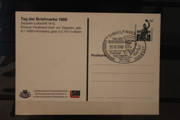 Deutschland 1988, Ganzsache Tag Der Briefmarke, SST, Luftschiff Zeppelin Replik Von 1912 - Postales Privados - Usados