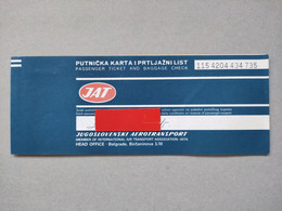 JAT - Airways Yugoslav Airlines, Passenger Ticket And Baggage Check 1979, Zagreb - Paris, Jugoslovenski Aerotransport - Billetes