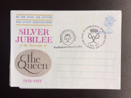 GREAT BRITAIN 1977 AEROGRAMME SILVER JUBILEE STAMPED 11-05-1977 GROOT BRITTANNIE - Universal Mail Stamps