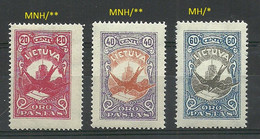 LITAUEN Lithuania 1926 Michel 243 - 245 MNH/MH - Lituania
