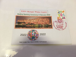 (3 F 27) (Australia) China XXIV Winter Olympics Games Opening Ceremony (4 February 2022) With OZ Map Stamp - Winter 2022: Peking