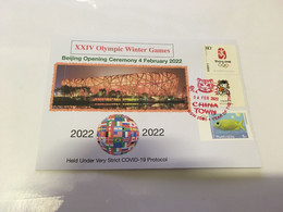 (3 F 27) (Australia) China XXIV Winter Olympics Games Opening Ceremony (4 February 2022) With China Olympic + OZ Stamp - Winter 2022: Beijing