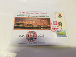 (3 F 27) (Australia) China XXIV Winter Olympics Games Opening Ceremony (4 February 2022) With China Olympic + OZ Stamp - Invierno 2022 : Pekín