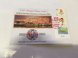 (3 F 27) (Australia) China XXIV Winter Olympics Games Opening Ceremony (4 February 2022) With China Olympic + OZ Stamp - Hiver 2022 : Pékin