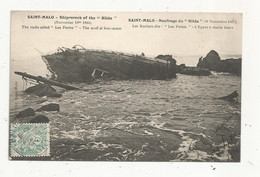 Cp , Bateau , Catastophe,NAUFRAGE DU HILDA ,1905, SAINT MALO,les Rochers Dits : LES PORTES ,l'épave àmarée Basse - Catastrofi