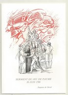 ENCART NUMEROTE SERMENT DU JEU DE PAUME   2 TP DAVID + CACHET PJ  PARIS ET  VERSAILLES 20/06/1989 - Revolución Francesa