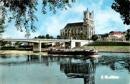 Mantes La Jolie * Péniche Batellerie * Le Nouveau Pont Et La Collégiale - Mantes La Jolie