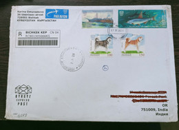 Kyrgyzstan - 2020 - 2 Dog Stamps  On Registered Cover To India. - Cartas & Documentos