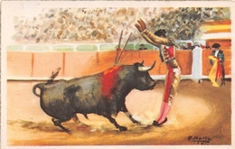 UN PAR DE BANDERILLAS - ARTIST ALFREDO IBARRO ~ AN OLD POSTCARD  #2202125 - Corrida