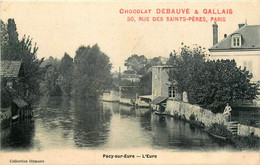 Pacy Sur Eure * Vue Sur L'eure * Lavoir * Pub Publicité Chocolat DEBAUVE Et GALLAIS , Rue Des St Pères Paris - Pacy-sur-Eure