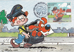 B01-384 2431 BD Maxima Maximum FDC Soie Rare Bollie En Billie Boule Et Bill Jean Roba 13-10-1991 Bruxelles 1060 Brussel - 1991-2000