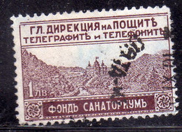 BULGARIA BULGARIE BULGARIEN 1925 1929 POSTAL TAX STAMPS VIEW OF SANATORIUM PESHTERA 1L USED USATO OBLITERE' - Timbres-taxe