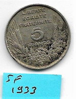 5 Francs  "Bazor" 1933   TTB - 5 Francs