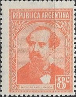 ARGENTINA - DEFINITIVE: PERSONALITIES, POLITICIAN NICOLÁS AVELLANEDA (ORANGE, 8 C, WM Mi.9) 1939 - MNH - Ongebruikt