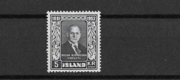 1952 MNH Iceland, Island, Mi 283 - Neufs