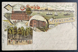 AK Litho Gruss Aus Rendsburg Mehrbildkarte Post, Nobiskrüger Gehölz, Gymnasium Gestempelt/o 1898 - Rendsburg