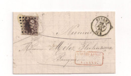 Belgique COB 14 Sur Lettre De DINANT Vers NAMUR - 1863-1864 Medaillen (13/16)