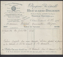 Facture 1925 -  Droguerie Industrielle  Heuzard Digeon 16 Rue De Razilly  à  Chateau Gontier  (53) - Droguerie & Parfumerie